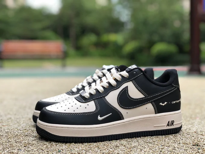 Nike Air Force 1 '07 Black/Beige Double Swoosh BS6055-201