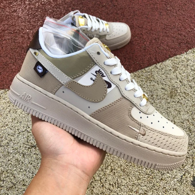 Nike AF1 Low Brown Tan Patchwork Sneakers DX6061-122