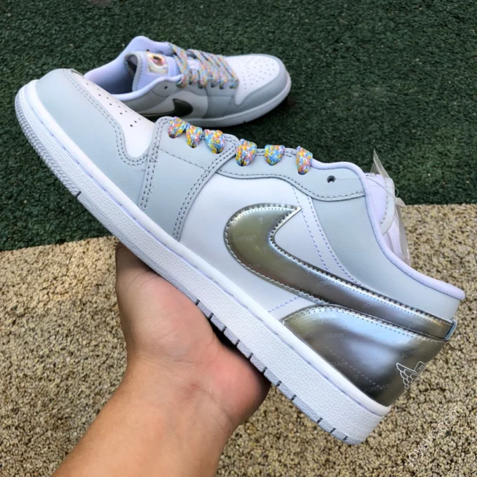 Air Jordan 1 Low White Silver Sneakers DX6070-101