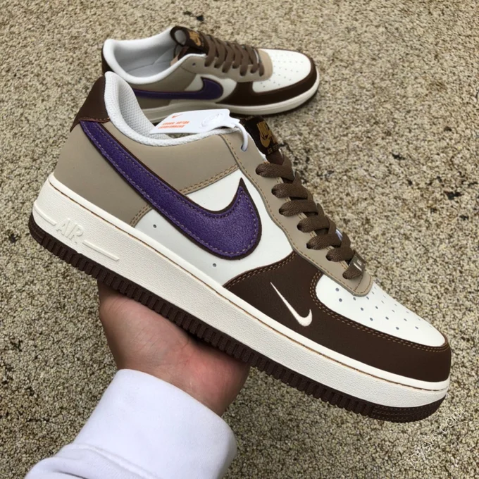 Nike Air Force 1 '07 Mocha Purple Swoosh LJ8822-111