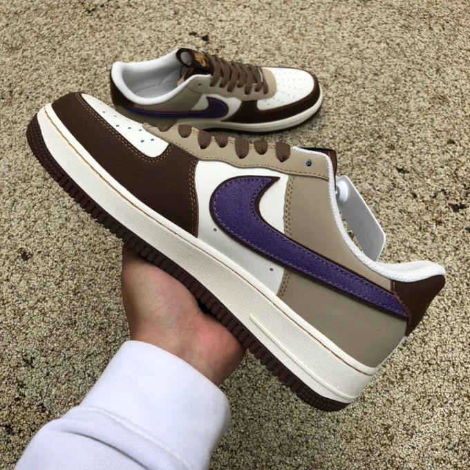 Nike Air Force 1 '07 Mocha Purple Swoosh LJ8822-111