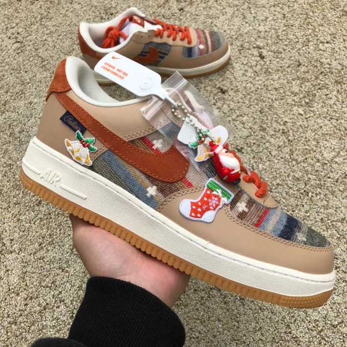 Nike Air Force 1 '07 Low Brown Red Christmas Sneakers CW2288-686