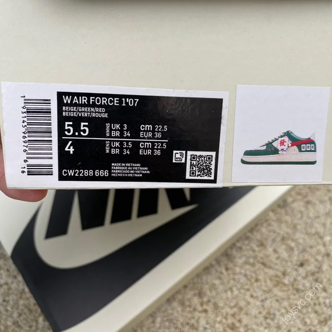 Nike Air Force 1 '07 White/Green/Red Swoosh CW2288-666