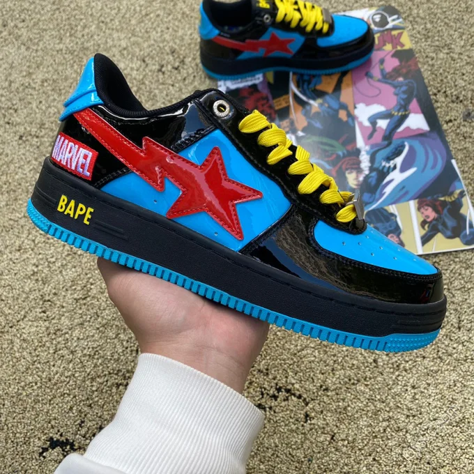 Marvel x Bape STA Black Blue Red