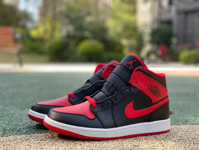 Air Jordan 1 Mid Black Red Sneakers DQ8426-060