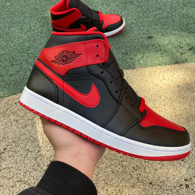 Air Jordan 1 Mid Black Red Sneakers DQ8426-060