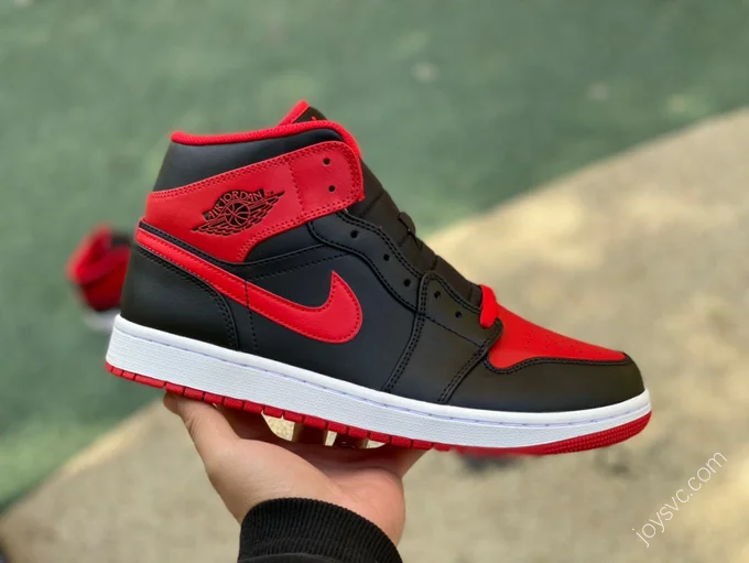 Air Jordan 1 Mid Black Red Sneakers DQ8426-060