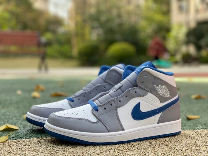 Air Jordan 1 Mid Grey White Blue Sneakers DQ8426-014