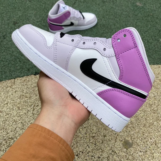 Air Jordan 1 Mid GS White Pink Purple Sneakers DQ8423-501