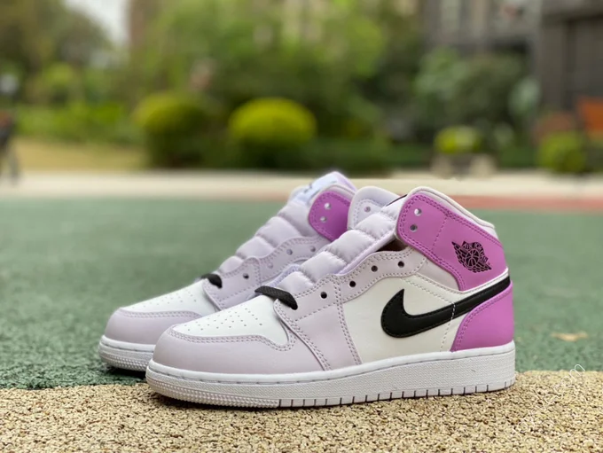 Air Jordan 1 Mid GS White Pink Purple Sneakers DQ8423-501