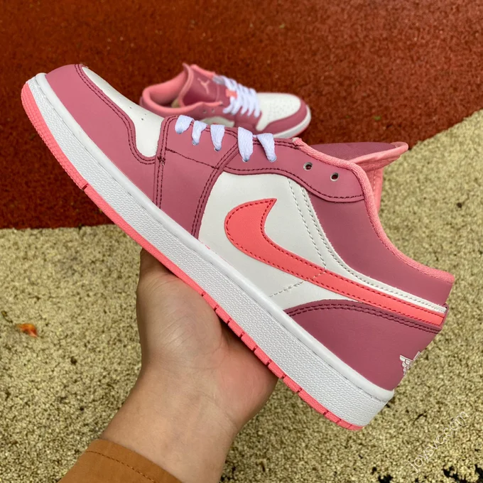 Air Jordan 1 White Pink Low Sneakers 553560-616