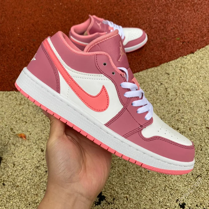 Air Jordan 1 White Pink Low Sneakers 553560-616