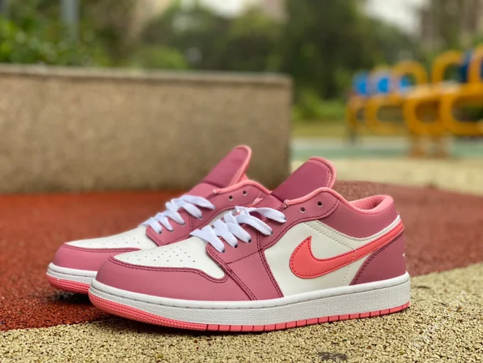 Air Jordan 1 White Pink Low Sneakers 553560-616