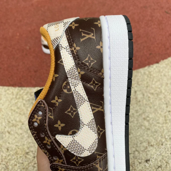 Travis Scott x Air Jordan 1 Low x Louis Vuitton Brown Sneakers DO7097