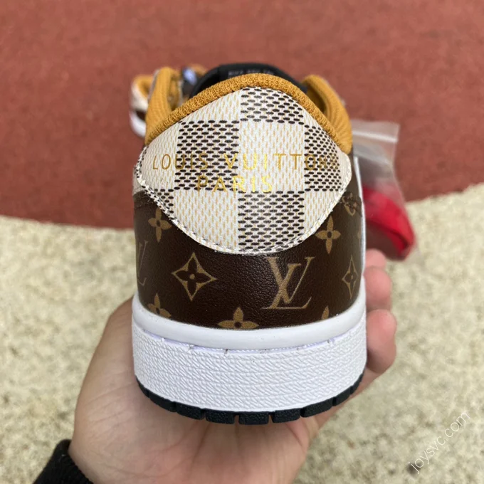 Travis Scott x Air Jordan 1 Low x Louis Vuitton Brown Sneakers DO7097