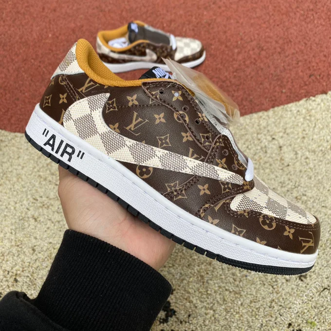 Travis Scott x Air Jordan 1 Low x Louis Vuitton Brown Sneakers DO7097