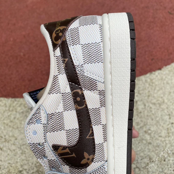 Travis Scott x Air Jordan 1 Low x Louis Vuitton Brown White Sneakers