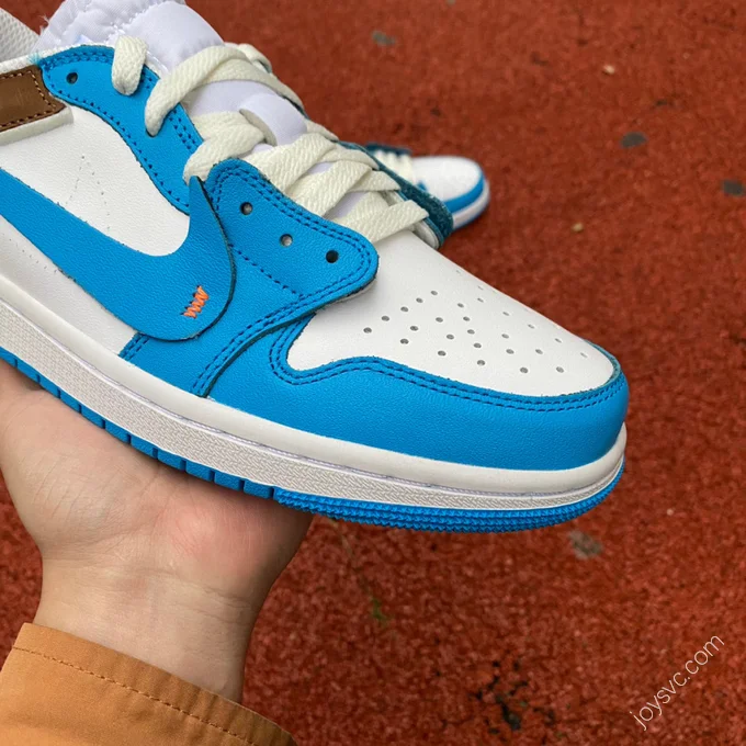 Air Jordan 1 x OFF-WHITE North Carolina Blue Low Sneakers AQ0818-148