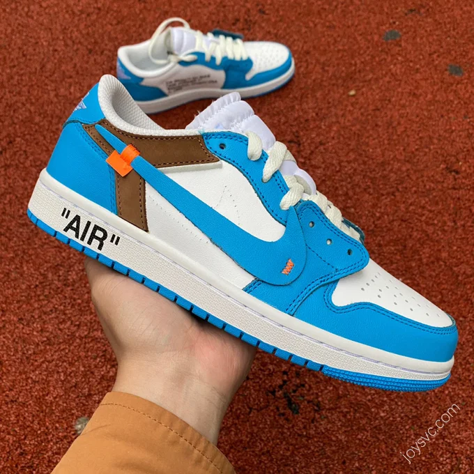 Air Jordan 1 x OFF-WHITE North Carolina Blue Low Sneakers AQ0818-148