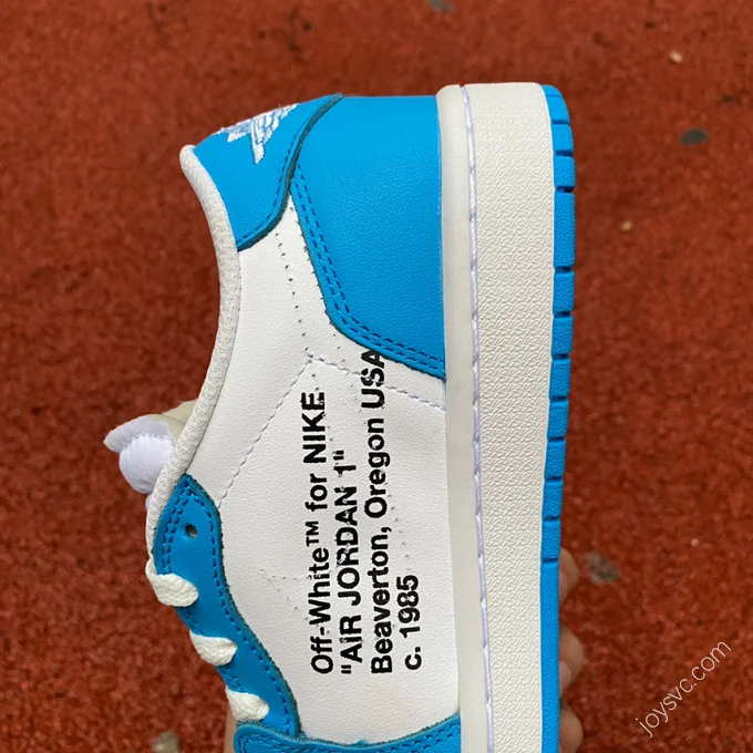 Air Jordan 1 x OFF-WHITE North Carolina Blue Low Sneakers AQ0818-148