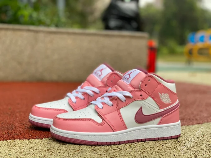 Air Jordan 1 Mid GS Pink White Sneakers DQ8423-616