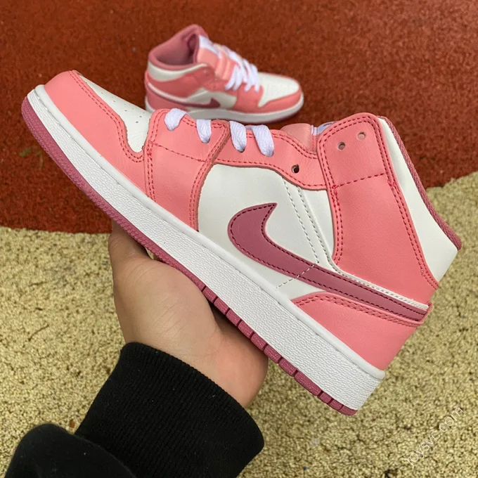 Air Jordan 1 Mid GS Pink White Sneakers DQ8423-616