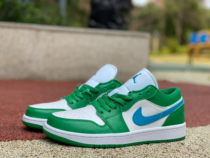 Air Jordan 1 Low White Green Blue Sneakers DC0774-304