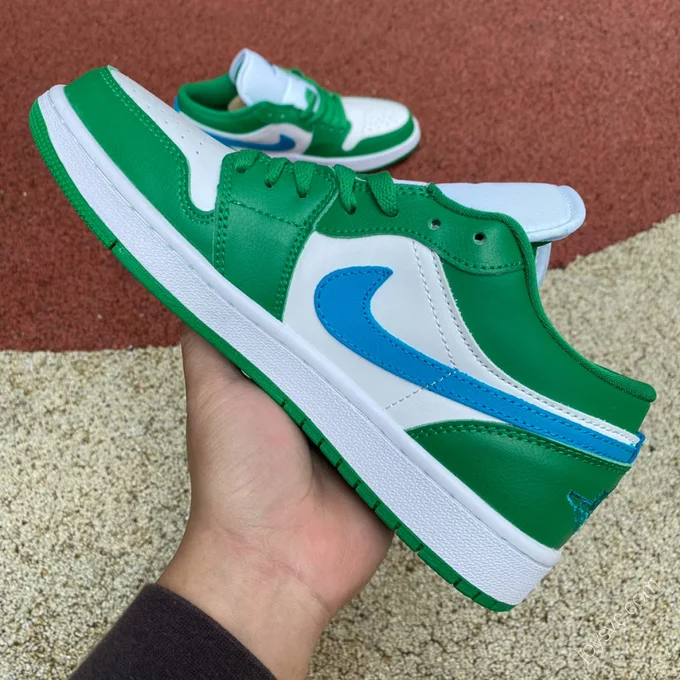 Air Jordan 1 Low White Green Blue Sneakers DC0774-304