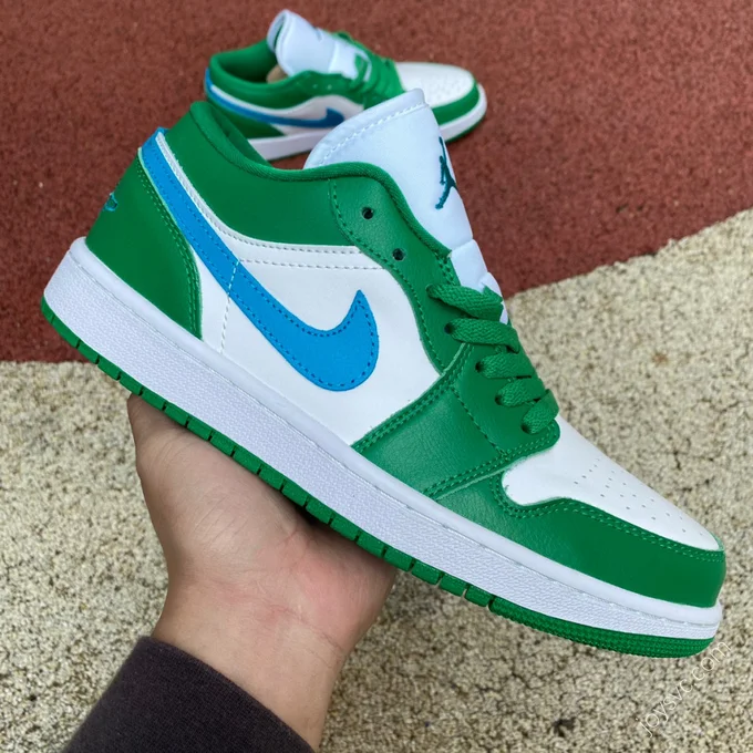 Air Jordan 1 Low White Green Blue Sneakers DC0774-304