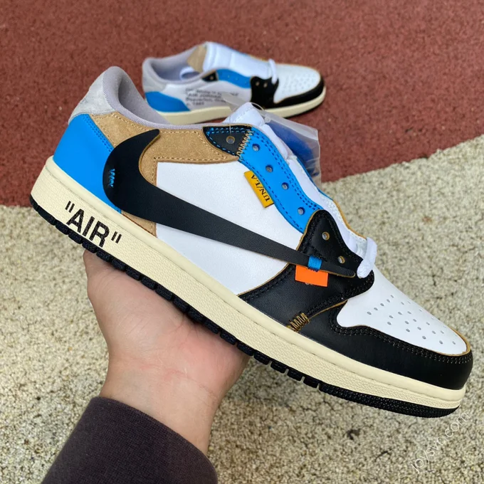 Air Jordan 1 x OFF-WHITE Black Blue Low Sneakers CZ0790-108