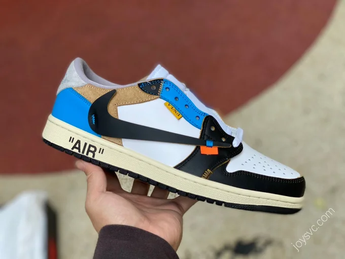 Air Jordan 1 x OFF-WHITE Black Blue Low Sneakers CZ0790-108