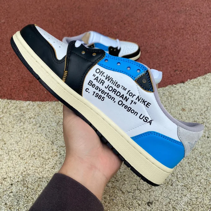 Air Jordan 1 x OFF-WHITE Black Blue Low Sneakers CZ0790-108