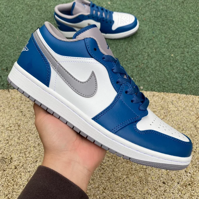 Air Jordan 1 Low White Grey Blue Sneakers 553558-412