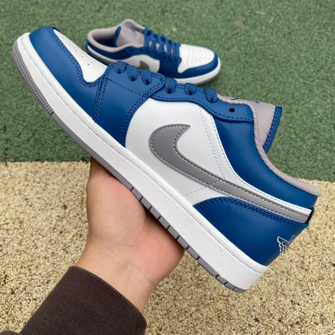 Air Jordan 1 Low White Grey Blue Sneakers 553558-412