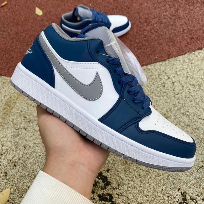 Air Jordan 1 Low White Grey Blue Sneakers 553558-412