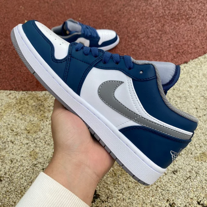 Air Jordan 1 Low White Grey Blue Sneakers 553558-412