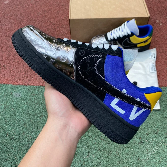 Louis Vuitton x Nike Air Force 1 Silver Black Blue