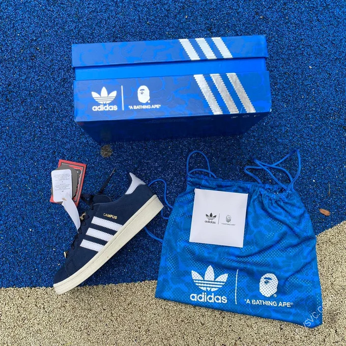 A BATHING APE x Adidas Campus 80S Blue ID4770