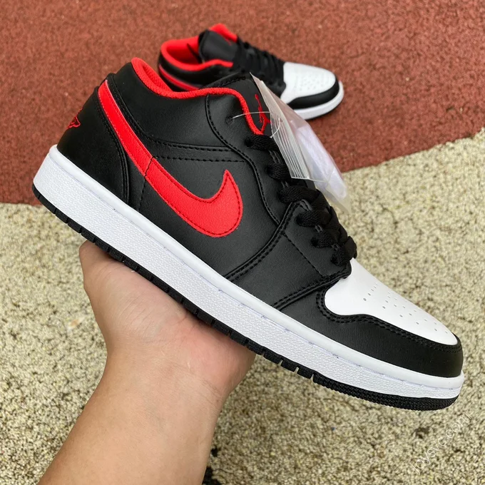 Air Jordan 1 Low Black Red Toe Low-Top Sneaker 553558-063