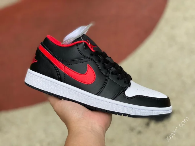 Air Jordan 1 Low Black Red Toe Low-Top Sneaker 553558-063