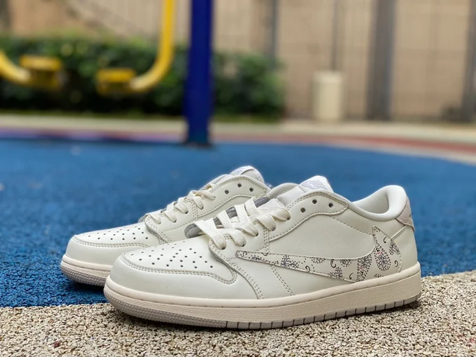 Travis Scott x Air Jordan 1 Low White Paisley DM7866-898