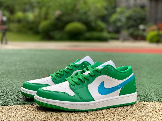 Air Jordan 1 Low White Green Blue Sneakers DC0774-304