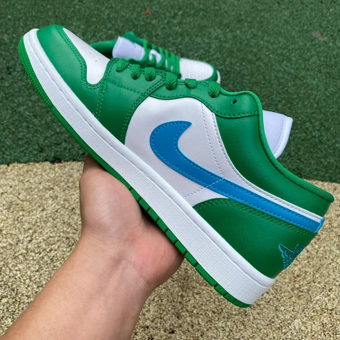 Air Jordan 1 Low White Green Blue Sneakers DC0774-304