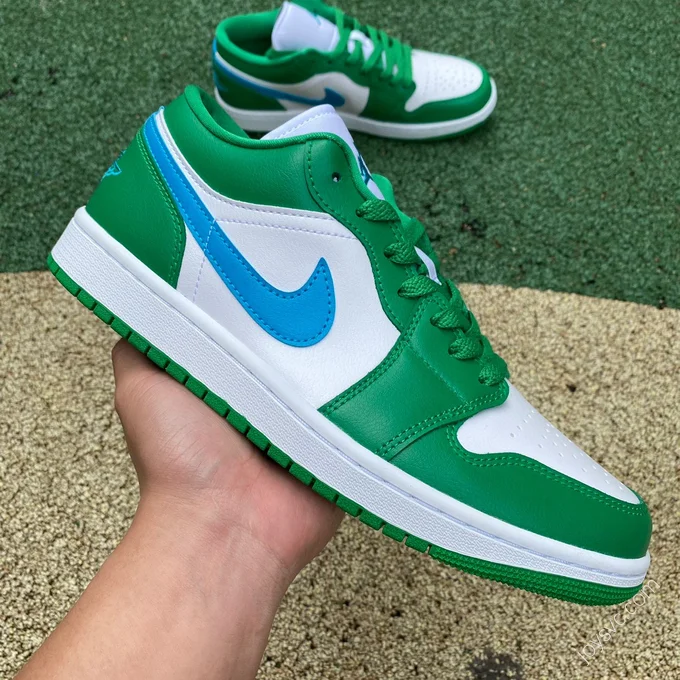 Air Jordan 1 Low White Green Blue Sneakers DC0774-304