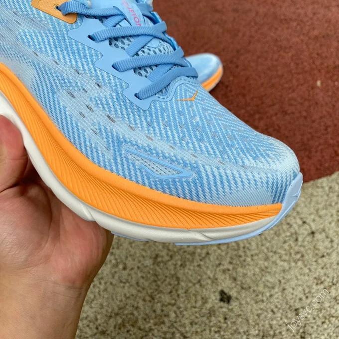 HOKA ONE ONE Clifton 9 Running Shoes Blue Orange 1127895-ABIW