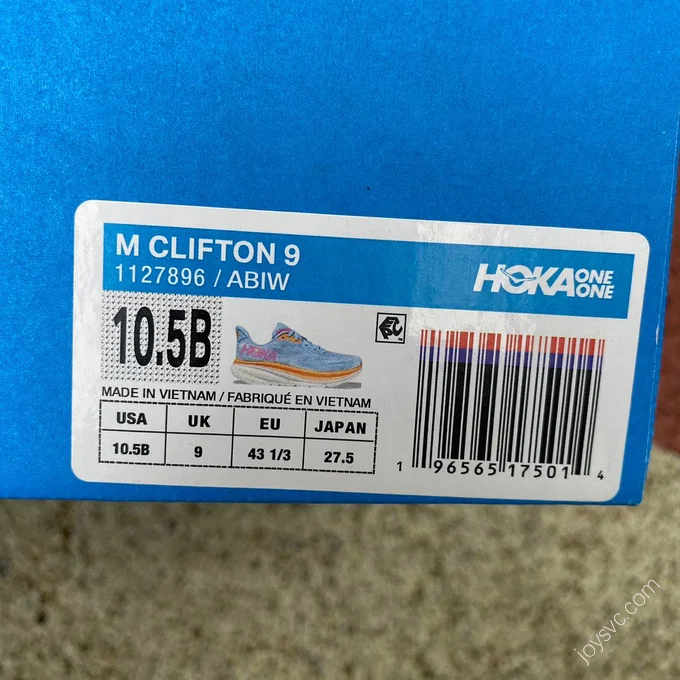 HOKA ONE ONE Clifton 9 Running Shoes Blue Orange 1127895-ABIW