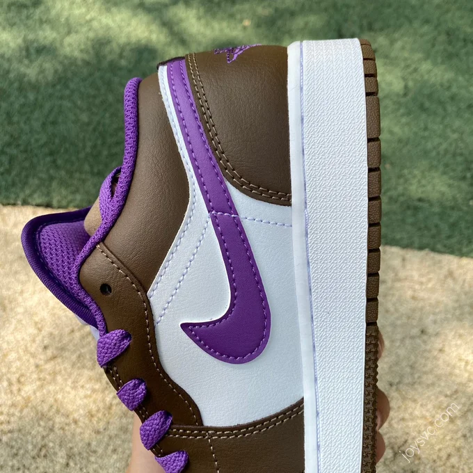 Air Jordan 1 Low GS White Purple Brown Sneakers 553560-215