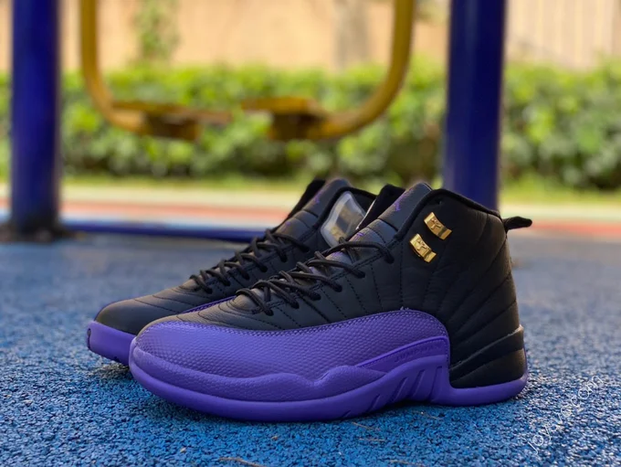 Air Jordan 12 Black Purple Gold Sneakers CT8013-