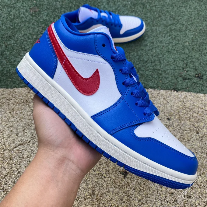 Air Jordan 1 Low White Blue Red Sneakers DC0774-416