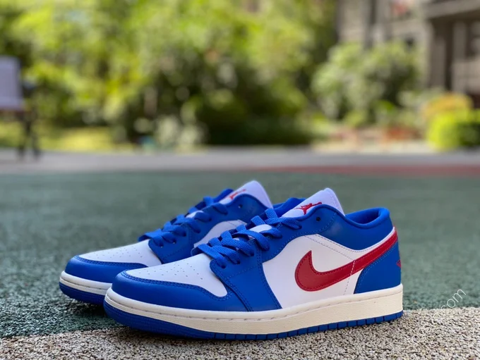 Air Jordan 1 Low White Blue Red Sneakers DC0774-416